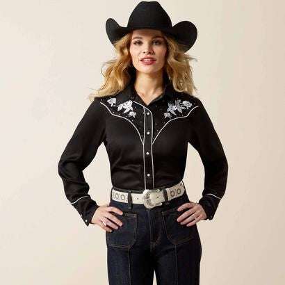 CAMISA DE MUJER DE MANGA LARGA ARIAT VIVA RODEO NEGRA - 10065968