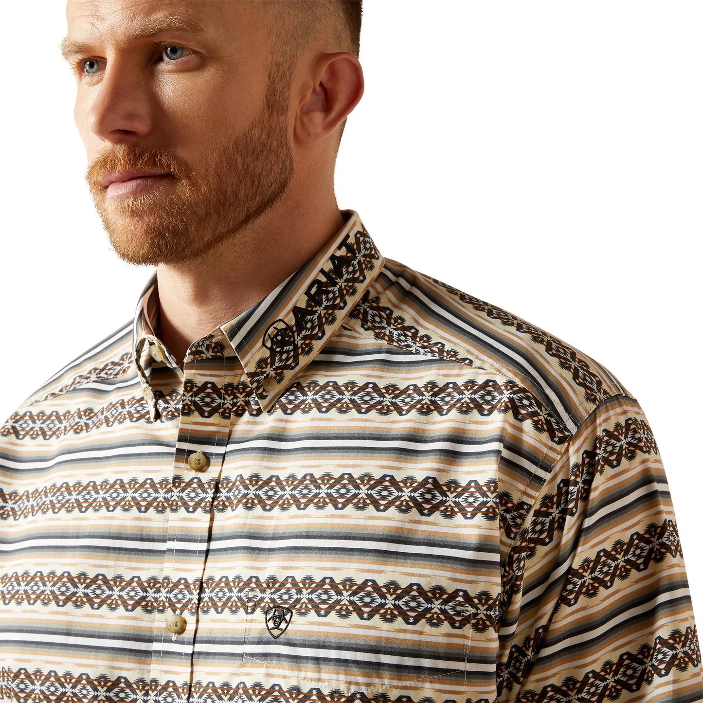 ARIAT MEN KHAKI/WHITE TEAM PETER LS SHIRT -10065814