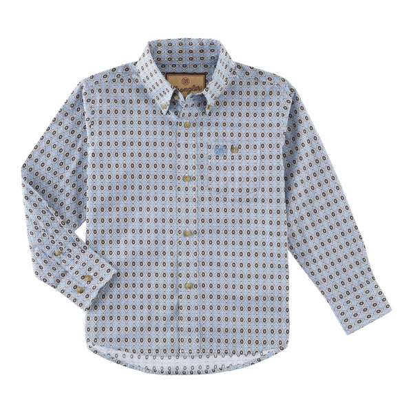 CAMISA DE MANGA LARGA WRANGLER PARA NIÑO AZUL Y NEGRO 112319015