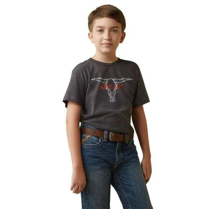 ARIAT BARBED WIRE STEER SS/ CHARCOAL HEATHER- 10044750