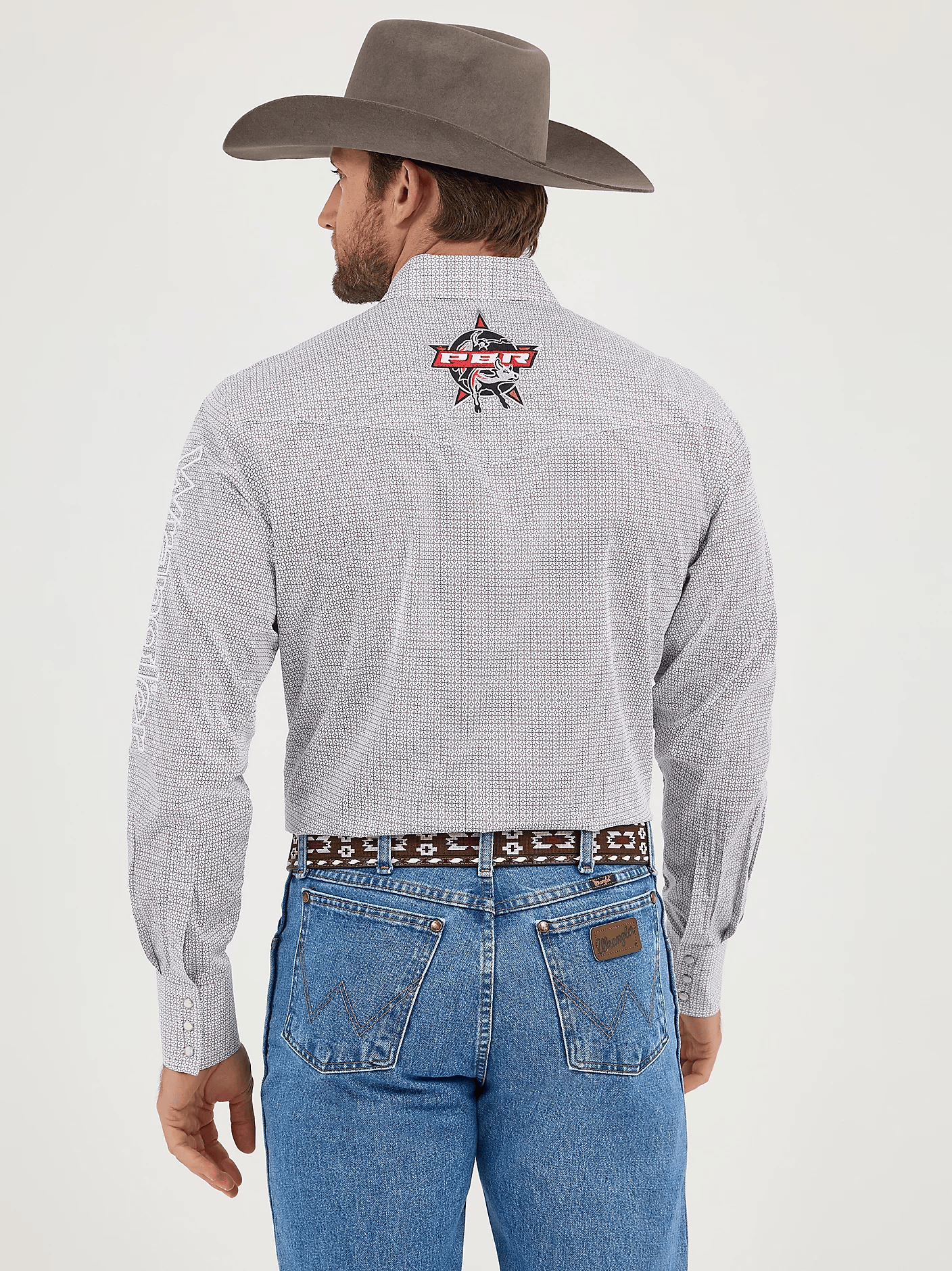 WRANGLER WHITE PBR LONG SLEEVE SHIRT 9482