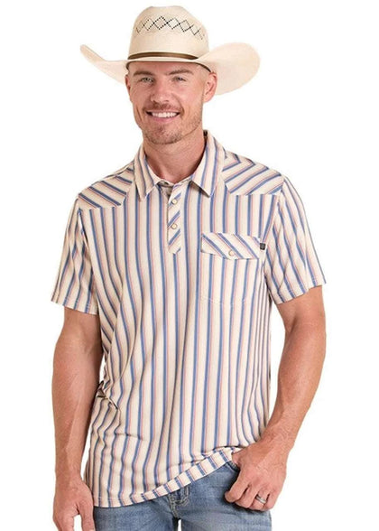 CAMISA POLO DE RAYAS OCCIDENTAL DE MANGA CORTA NATURAL PARA HOMBRE ROCK&ROLL - BM51T09057