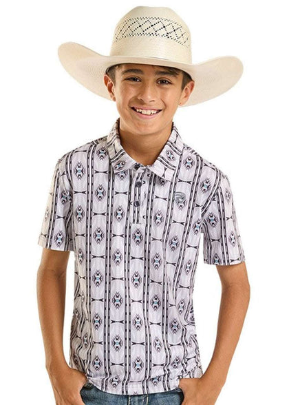 ROCK & ROLL BOYS POLOS ESTAMPADOS AZTECAS GRIS CLARO - BB51T08724