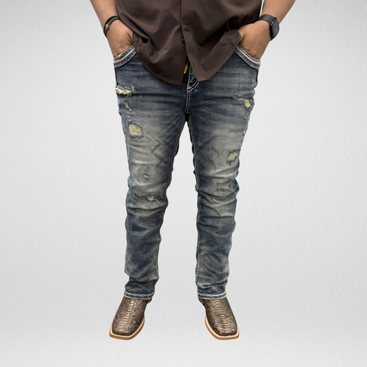 PANTALONES VAQUEROS AZULES DE HOMBRE ROCK IN LA R-390