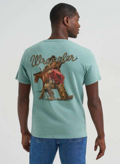 WRANGLER OIL BLUE COWBOY PRINT - MENS TEE - 112375739