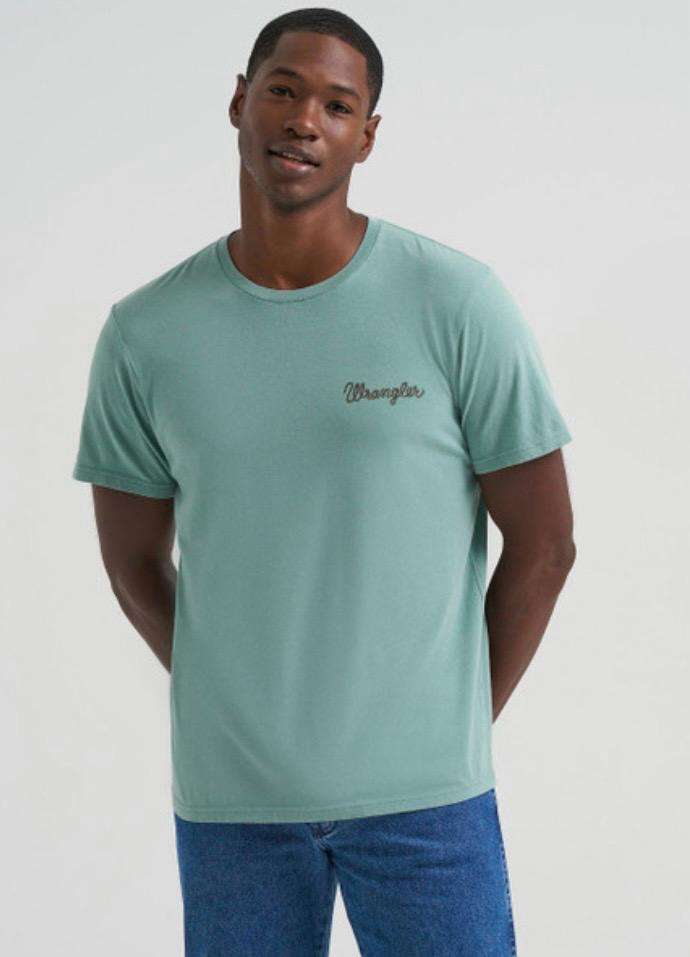 WRANGLER OIL BLUE COWBOY PRINT - MENS TEE - 112375739 Laherradurawwnc.com