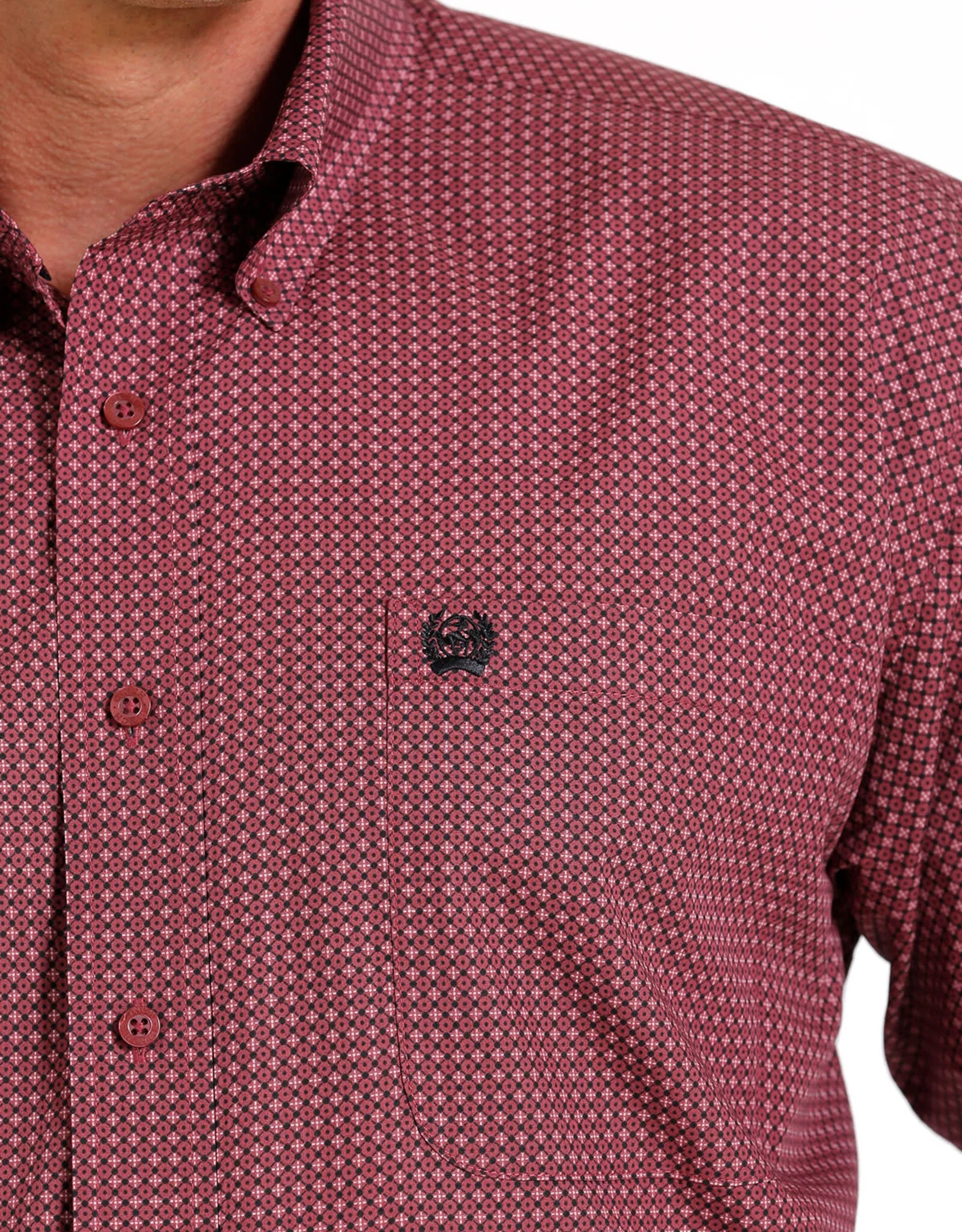 CINCH MEN BOTTON DOWN SHIRT LIGHT PINK CROSS FUSHIA MTW1105595