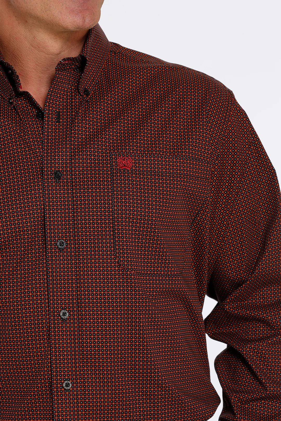 CINCH MEN BOTTON DOWN SHIRT BLACK SQ RED DOTS MTW1105457