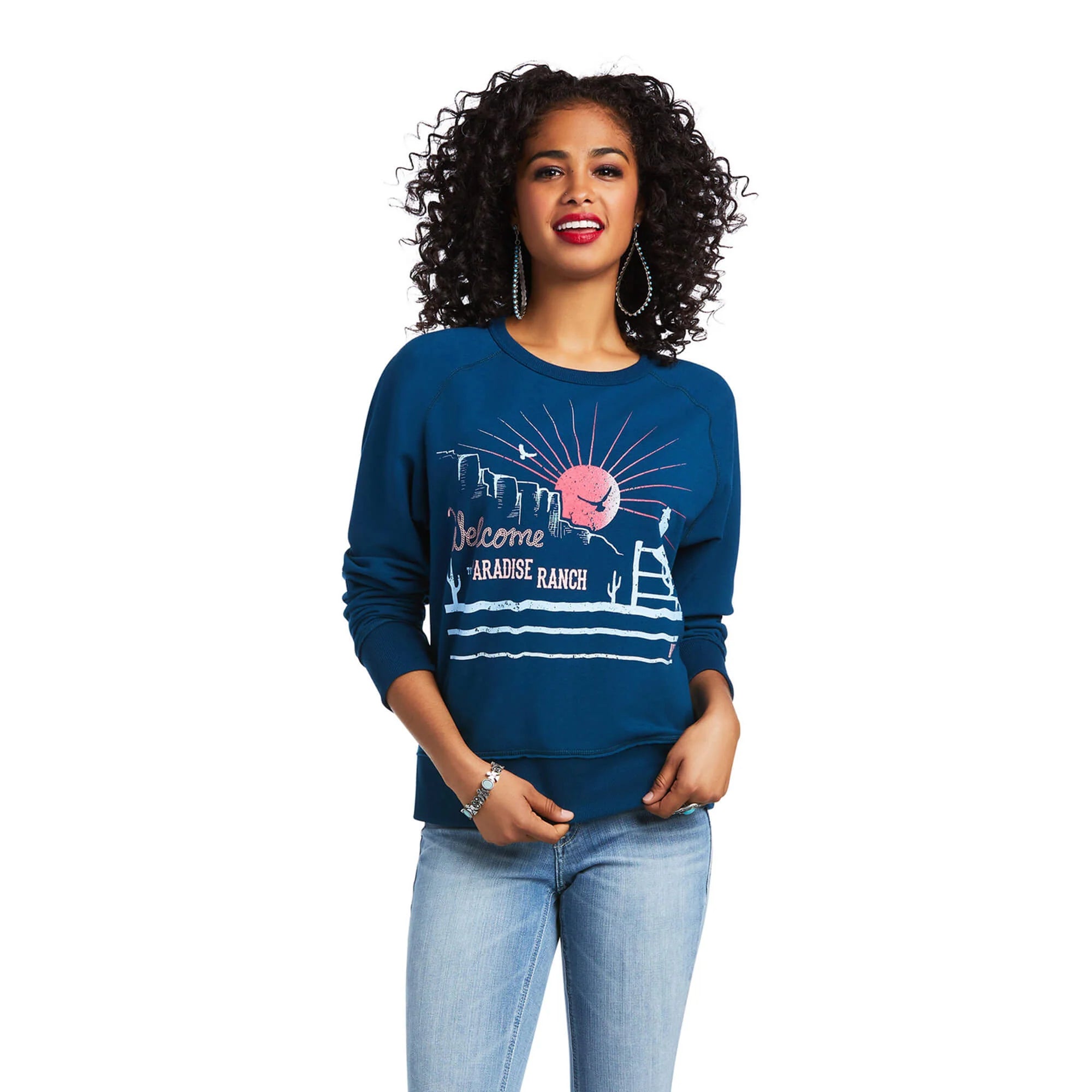 ARIAT WOMENS PARADISE RANCH CREM BLUE NIGHTS-10039817