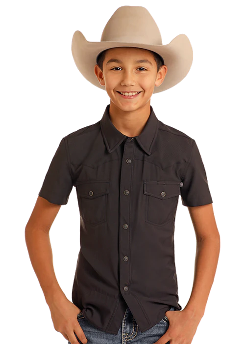 ROCK&ROLL KIDS BLACK SHIRT TEK SNAP- BBN3S06797