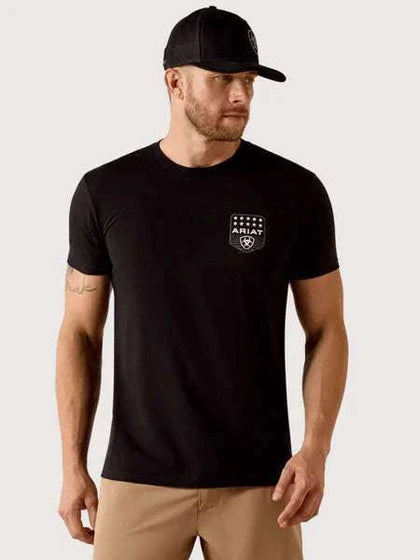 ARIAT MEN STRIPE PATRIOTIC BADGES SS TAHRT BLACK 10073966