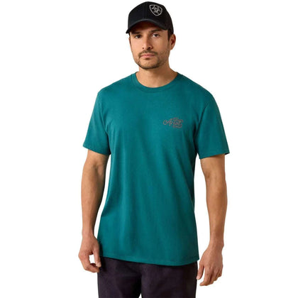 ARIAT HOMBRE CAMISETA LIBERTAD CALAVERA DE GANADO MANGA CORTA MEDITERRÁNEO 10071194