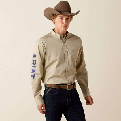 ARIAT HOMBRE TEAM LOGO CAMISA LIGERA Sarga Manga Larga KHAKI/ NAVY 10071688