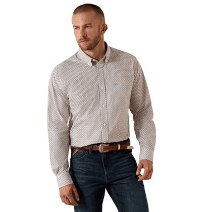 ARIAT MEN WF COLESON FTD LS SHET WHITE GEO PRINT 10071744