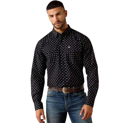 CAMISA DE MANGA LARGA CON BOTONES ARIAT PARA HOMBRE, ESTAMPADO CACHEMIRA NEGRA, MODELO TRUTH FTD, 10071721