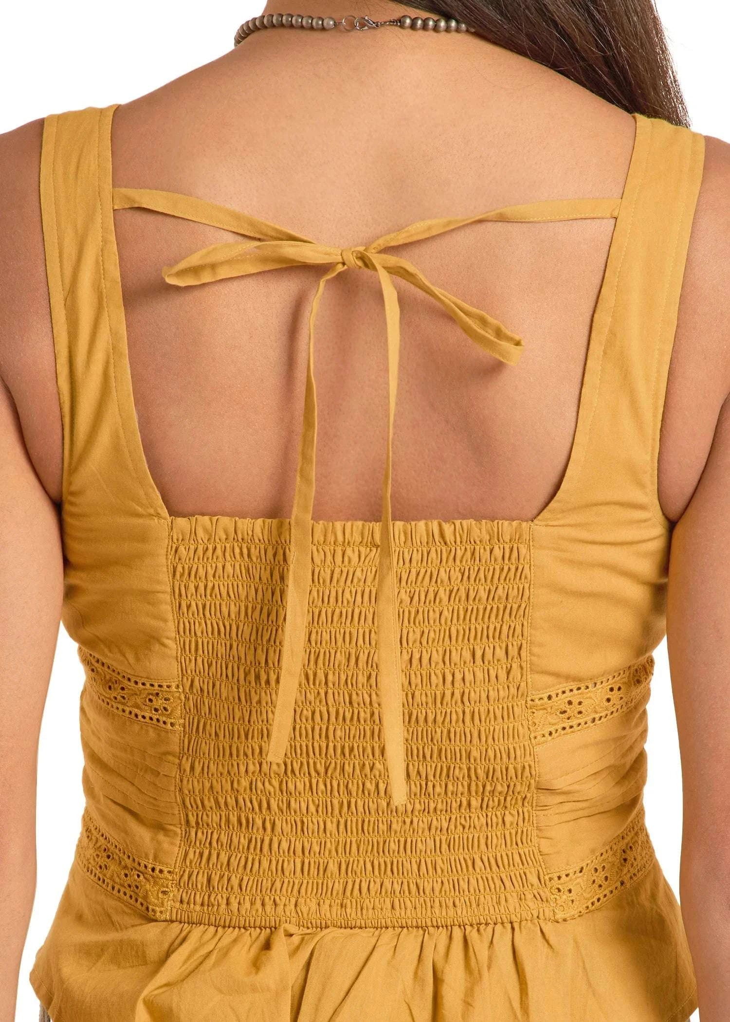 ROCK&ROLL EYELET INSENT GOLD TANK TOP BW20T08773