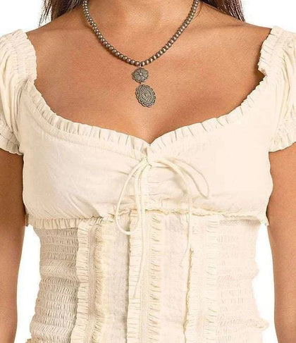 TOP CON NUDO FRUNCIDO ROCK&ROLL CREMA BW51T08798