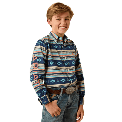 CAMISETA MANGA LARGA ARIAT BOYS TEAM JET AZUL MARINO/NARANJA 10071171