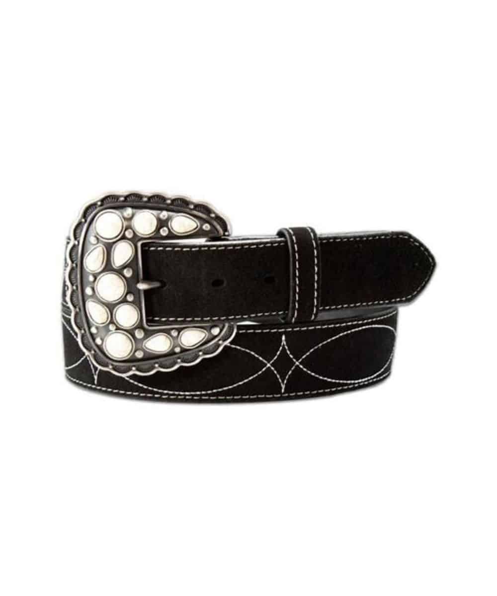 Cinturón ANGEL RANCH para mujer, NEGRO Y PLATEADO, PESPUNTE, PIEDRA DE BOTA - D140010801
