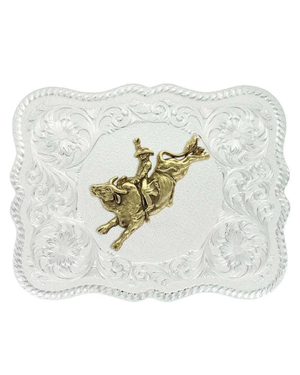 MONTANA SILVERSMITH BULL RIDER SILVER BELT BUCKLE