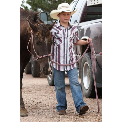 CINCH BOYS WHITE & MULTICOLOR STRIPED SHORT SLEEVE SHIRT - MTW7171002