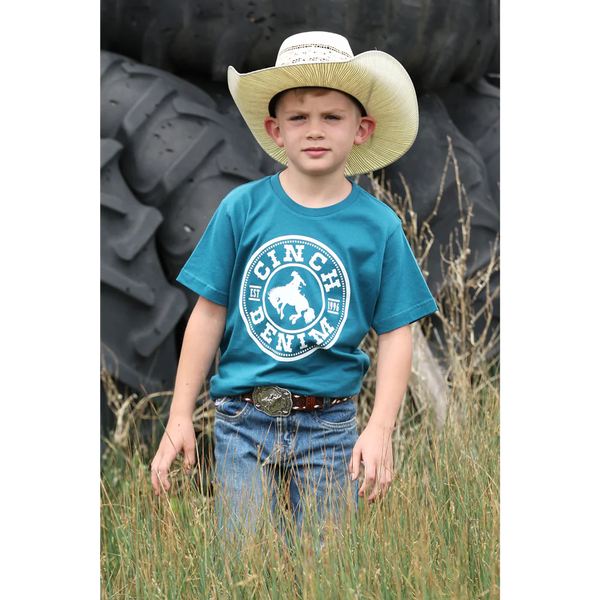CAMISETA AZUL TEAL PARA NIÑOS CINCH - MTT7670183