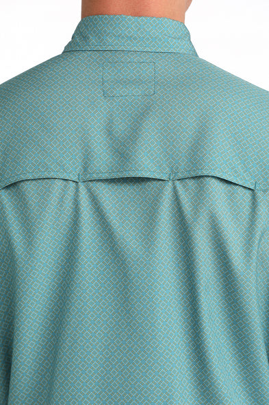 CINCH MENS TEAL SHORT SLEEVE SHIRT - MTW1725005