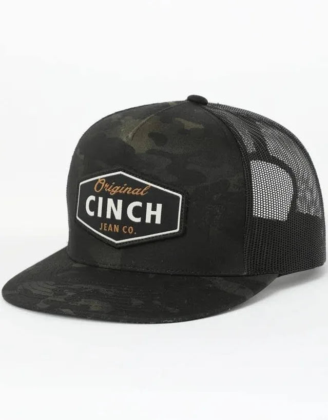 CINCH MENS BLACK & CAMO TRUCKER ADJUSTABLE CAP - MCC0600617