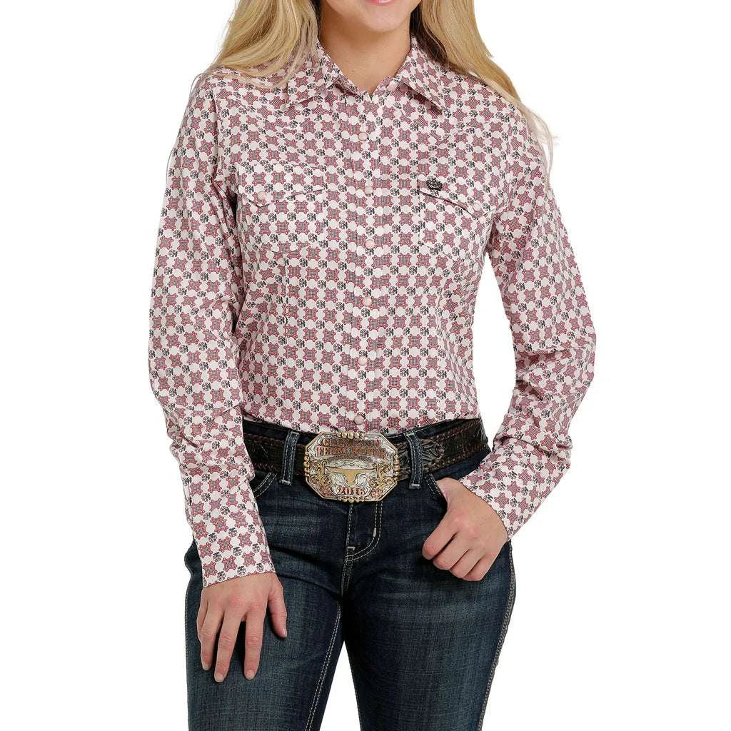 WOMEN CiNCH SHIRT White/Pink  MSW9201030 Laherradurawwnc.com