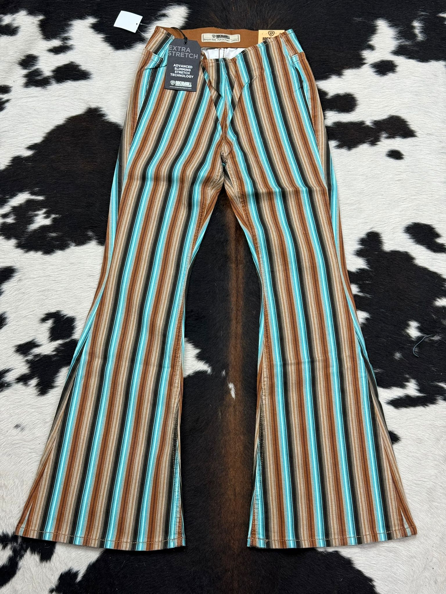 ROCK&ROLL BROWN STRIPED PULL ON FLARE