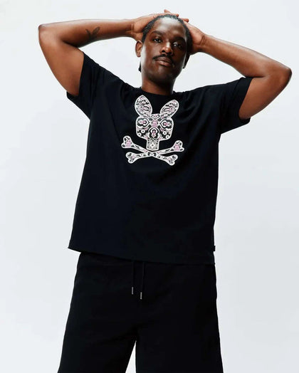 PSYCHO BUNNY LUKE GRAPHIC TEE BLACK & PINK - MT0200236