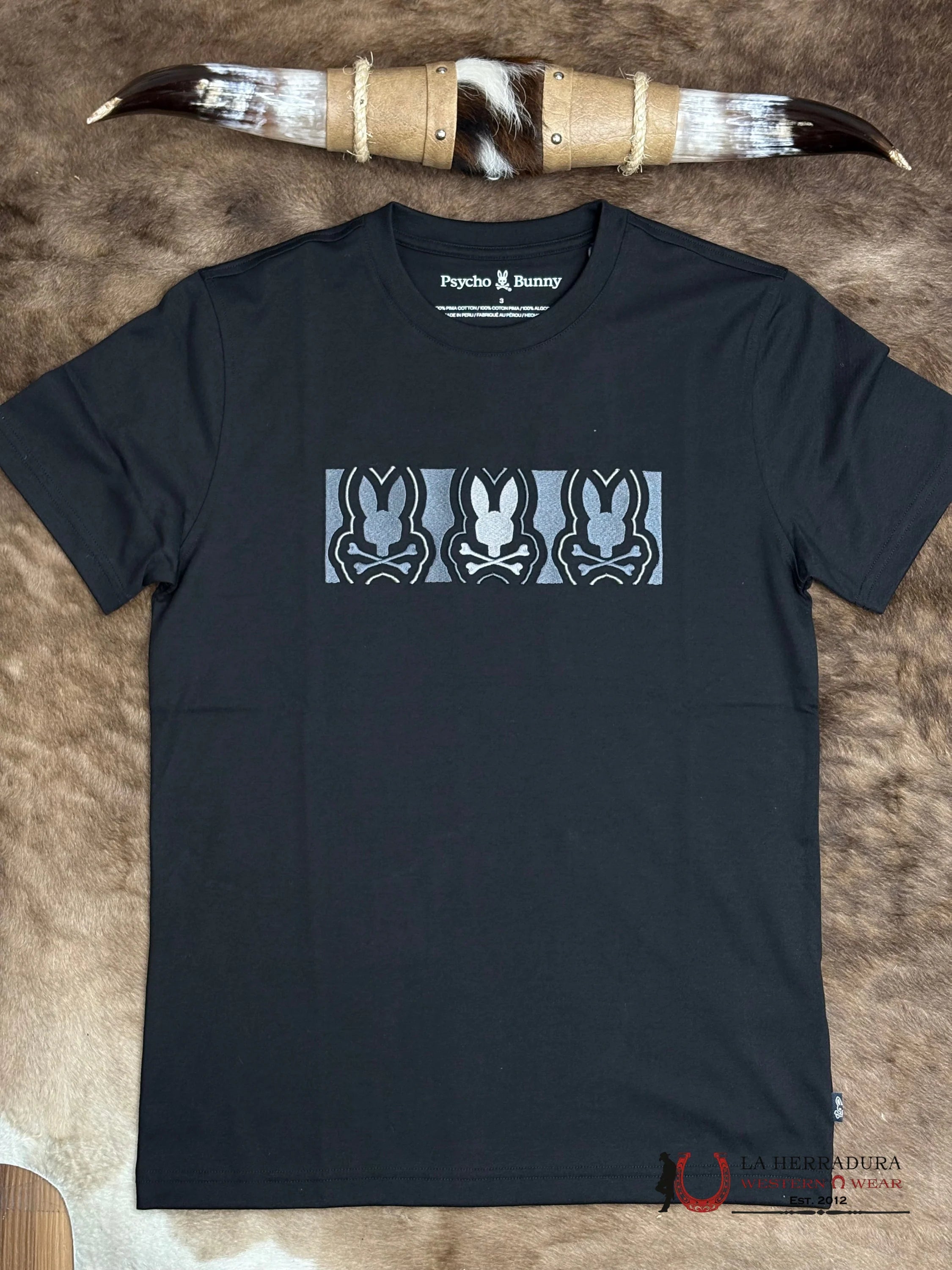 PSYCHO BUNNY KIDS ROB GRAPHIC TEE BLACK KT0200007