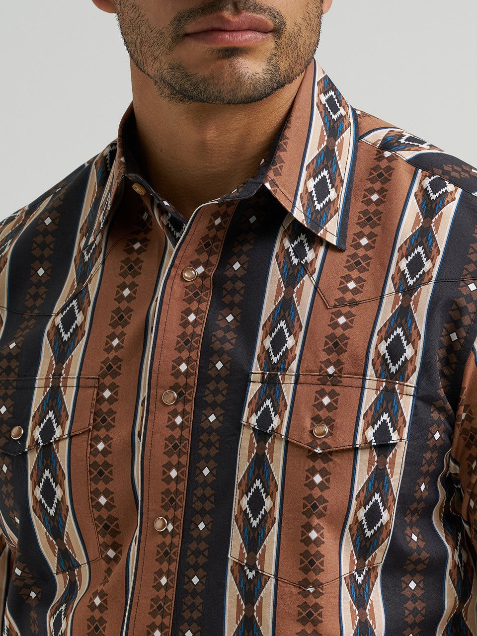 WRANGLER BROWN AZTEC LS SHIRT - 112381991