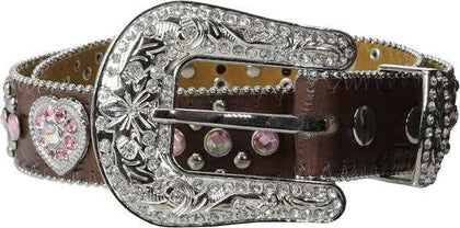 NOCONA DARK BROWN WITH HEART CONCHO :GIRL BELT-N4425202