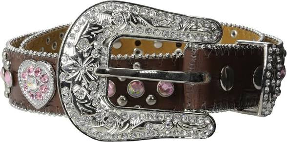 NOCONA DARK BROWN WITH HEART CONCHO :GIRL BELT-N4425202