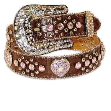 NOCONA DARK BROWN WITH HEART CONCHO :GIRL BELT-N4425202