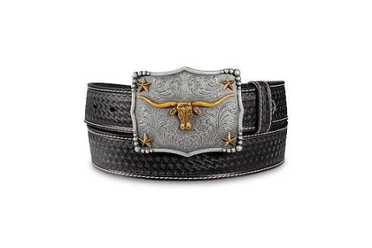 WESTERN BELT MENS LONGHORN BLACK D100021301