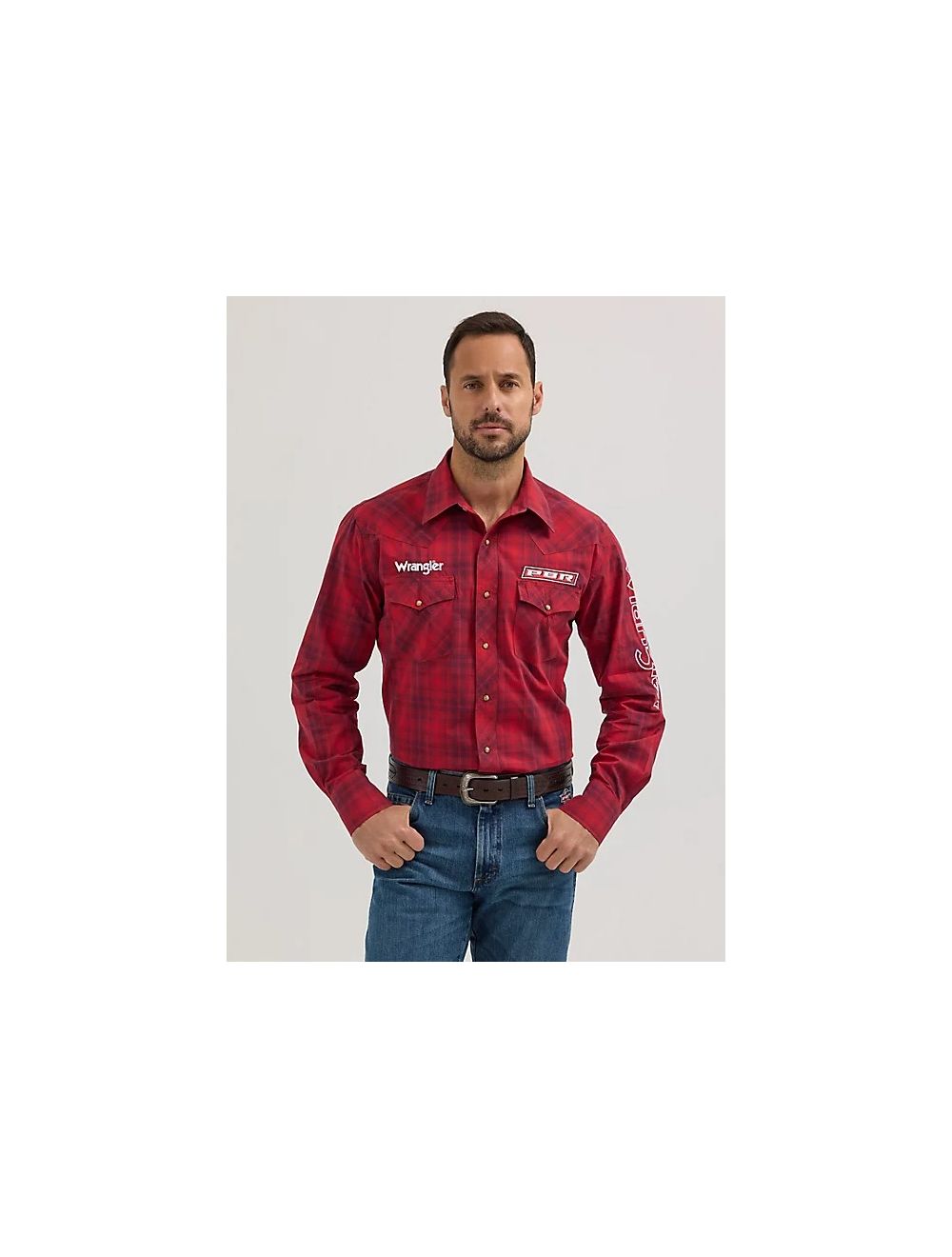 WRANGLER RED PBR LONG SLEEVE SHIRT 112355406