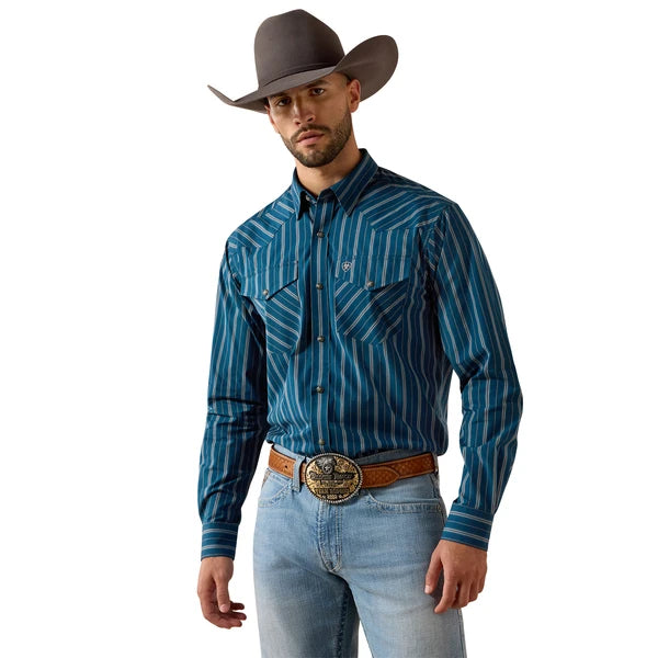 ARIAT MEN PRO BLUE VERTICAL STRIPE CLASSIC FIT 10079442