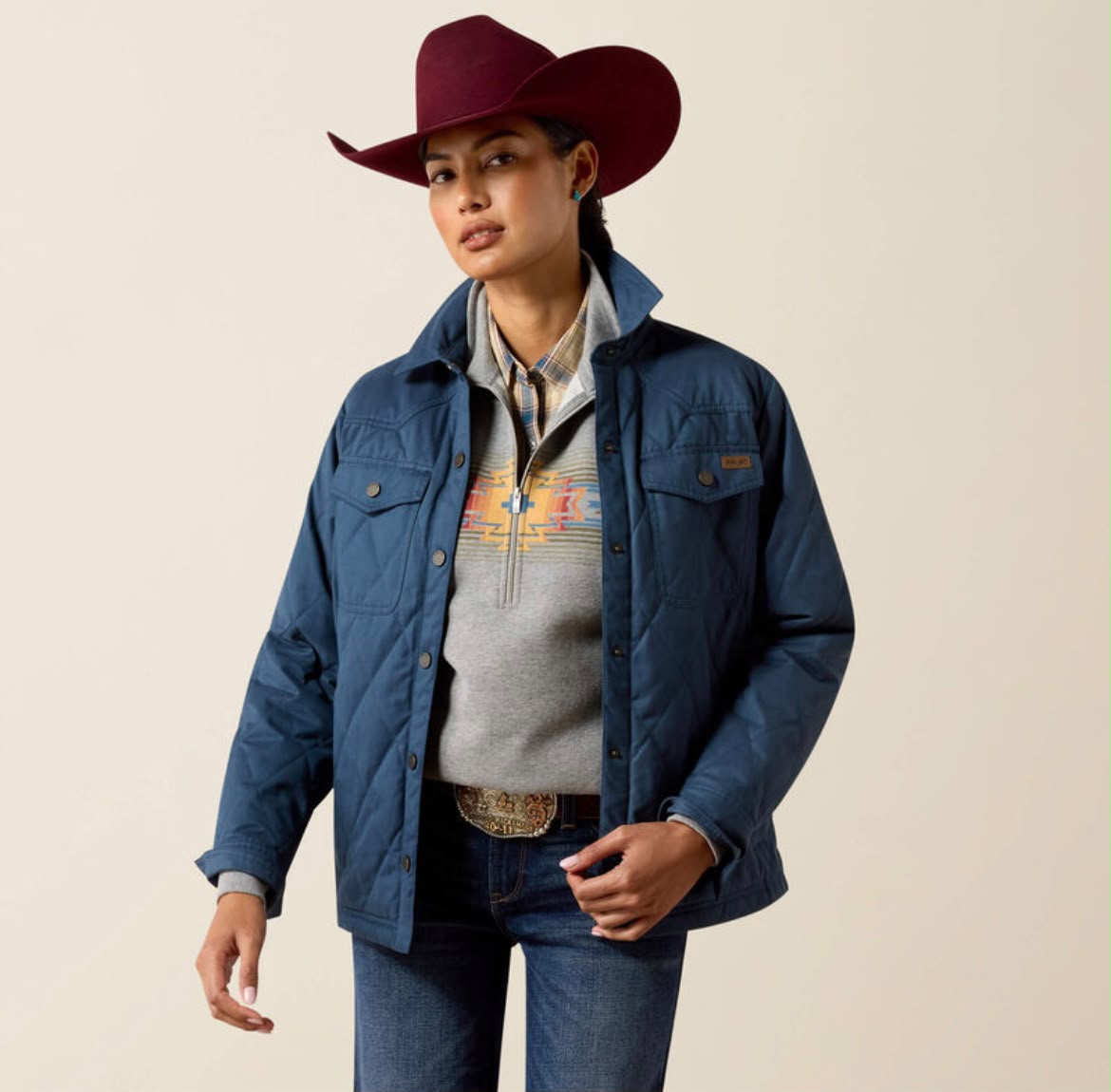 ARIAT WOMEN GRIZZLY QUILTED BARN JACKET MIDNIGHT NAVY 10079351