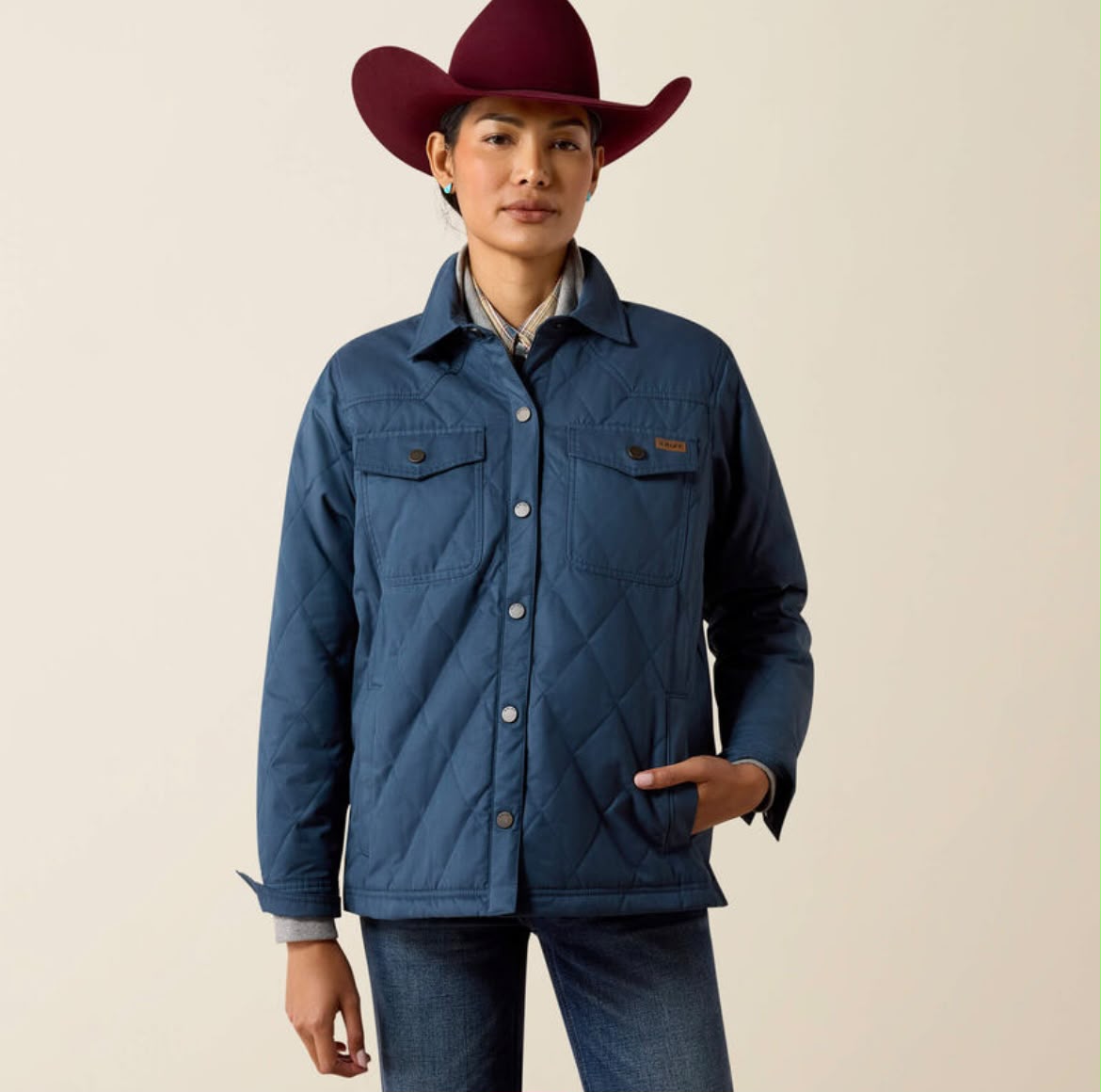 ARIAT WOMEN GRIZZLY QUILTED BARN JACKET MIDNIGHT NAVY 10079351