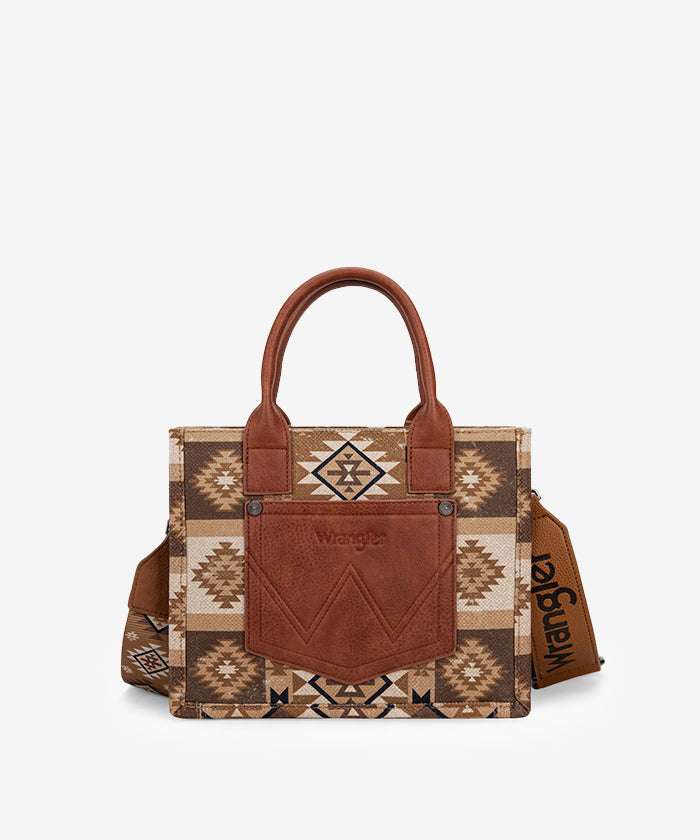 WRANGLER AZTEC PATTERN DUAL SIDED PRINT TOTE BAG 8120SBR Laherradurawwnc.com