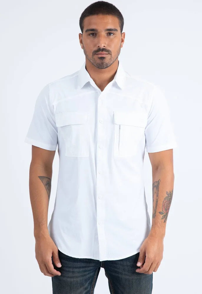 PLATINI MEN SHIRT SHORT SLEEVE WHITE-PGS8785