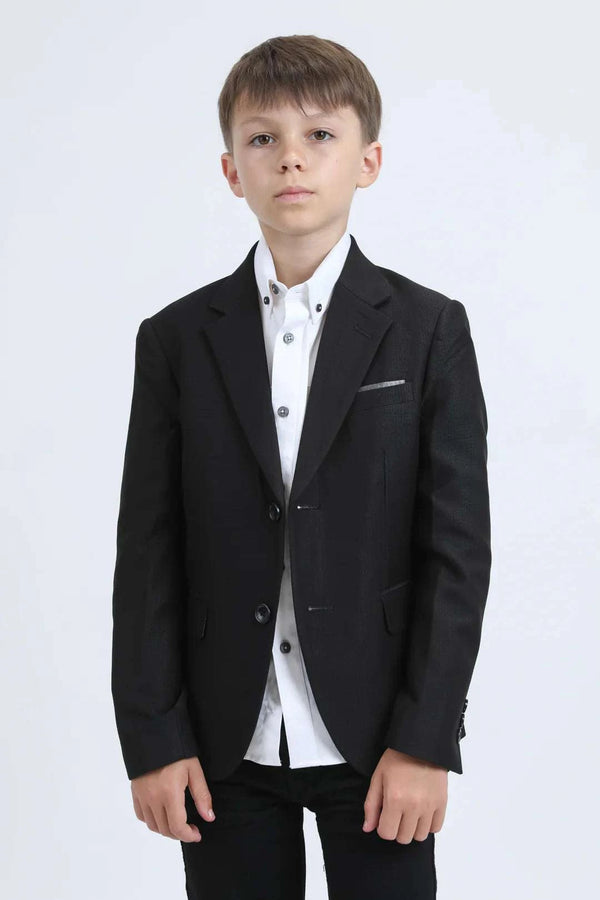 Blazer de niño con diseño occidental de gamuza sintética Platinium Negro BLAZER-BLK10530