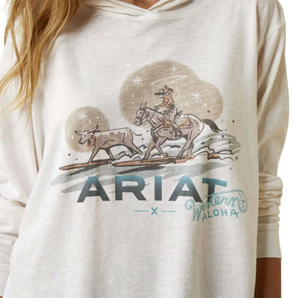 ARIAT WOMEN SURFING  LONGHORN COCONUT T- SHIRT 10044958