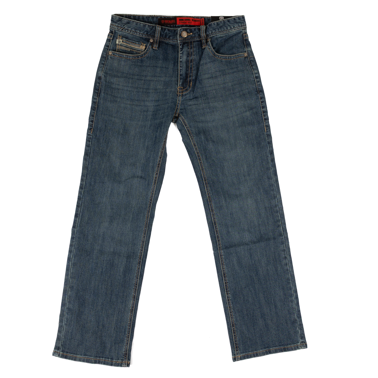 ROCK&ROLL DOUBLE BARREL STRAIGHT  BOOT MEDIUM WASH- BM0SD09795