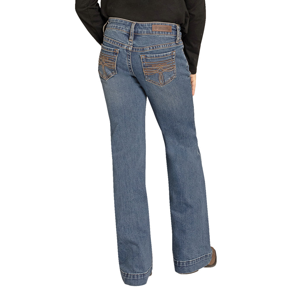 GIRLS JEANS ROCK&ROLL  BOOT STITCH EMB TROUSER MEDIUM WASH BG5MD09866