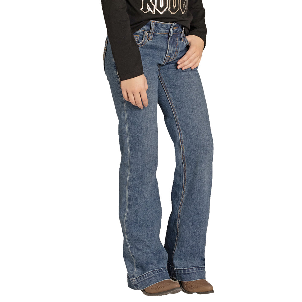 GIRLS JEANS ROCK&ROLL  BOOT STITCH EMB TROUSER MEDIUM WASH BG5MD09866