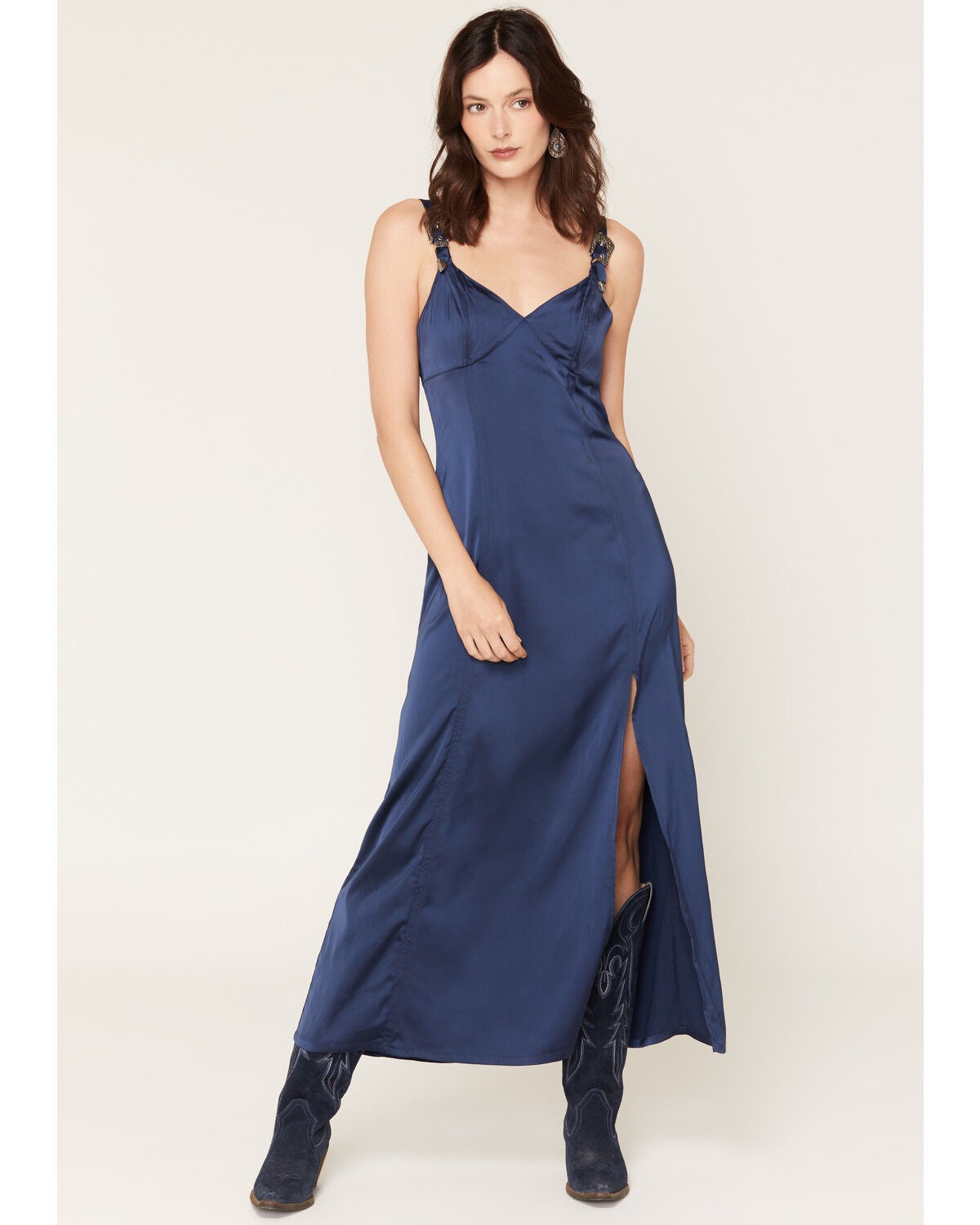 ROCK&ROLL WOMENS BUCKLE MAXI DRESS NAVY BWD1R09397