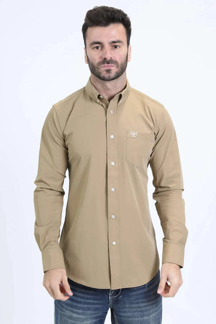PLATINI CAMISETA DE MANGA LARGA DE ALTO RENDIMIENTO PARA HOMBRE COLOR CAQUI- PCL10802